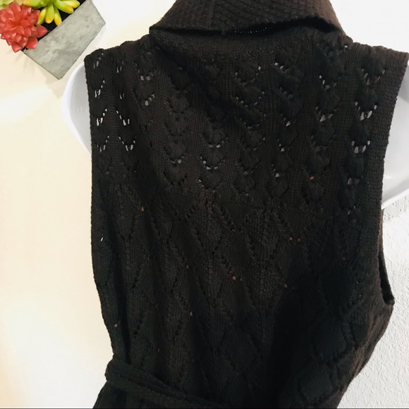 ⭐️🌟Elie Tahar Brown Knit Wrap Sweater Vest Sz M - Picture 8 of 14